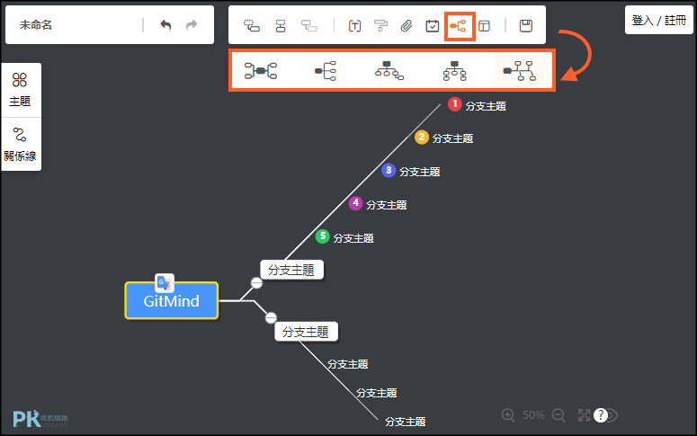 GitMind免費線上心智圖繪製軟體2