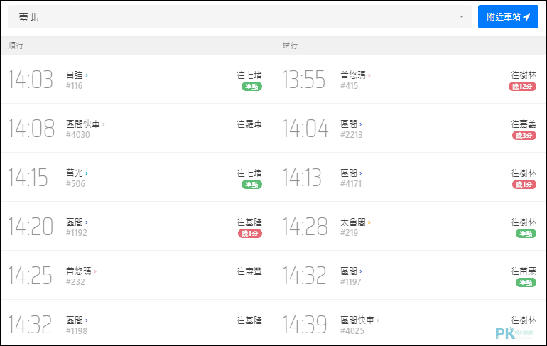 台鐵即時動態線上查2