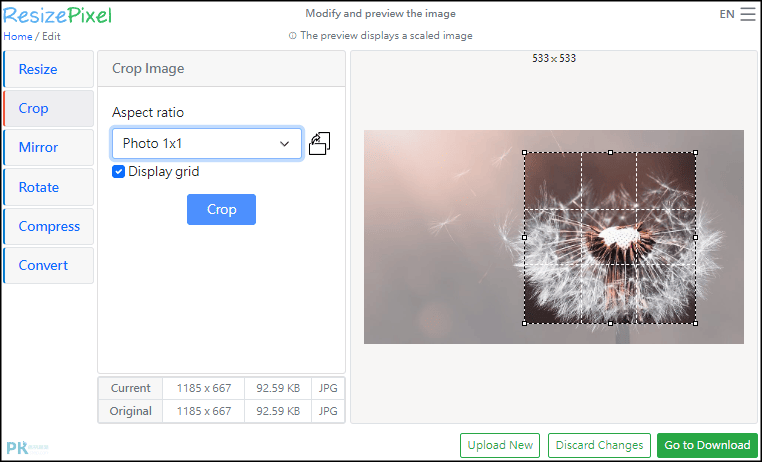 ResizePixel線上圖片裁切旋轉轉檔工具2