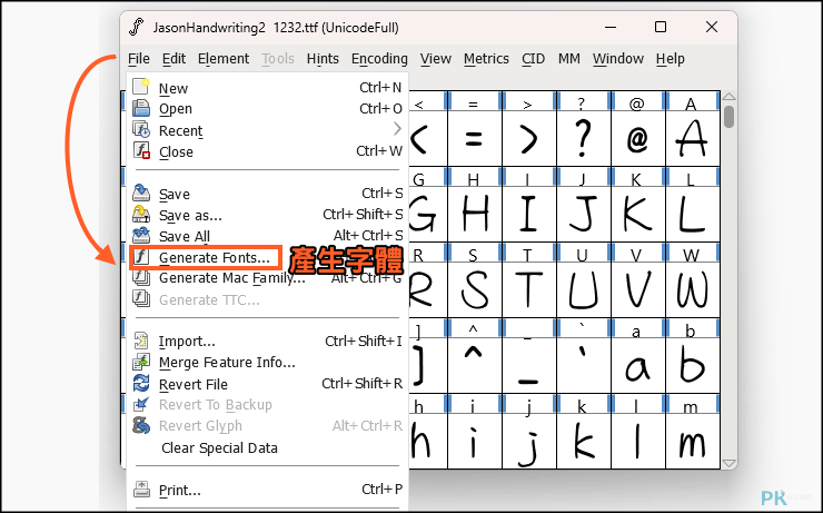 FontForge修改字體名稱教學5