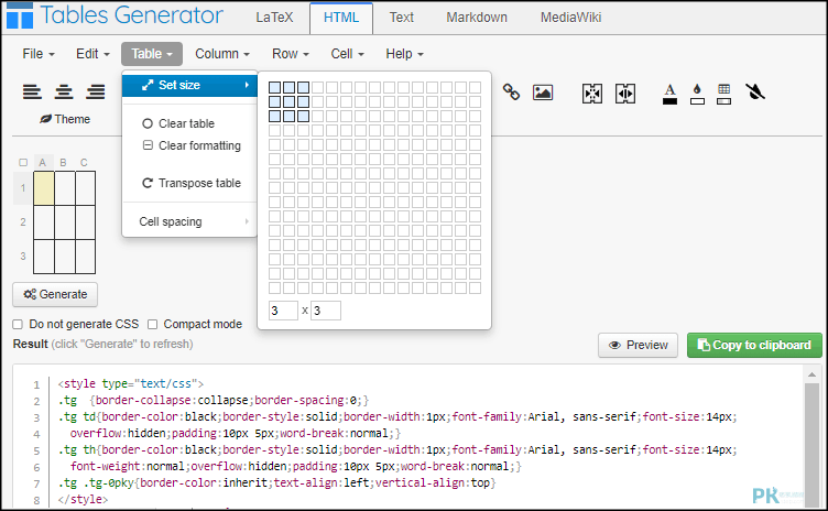 Tables-Generator線上製作表格1