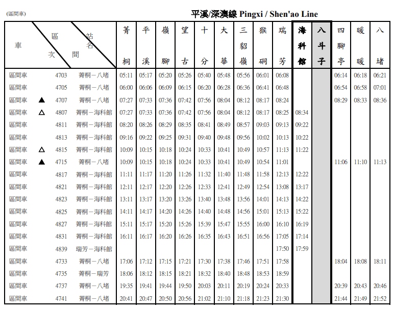 平溪線時刻表11308-2